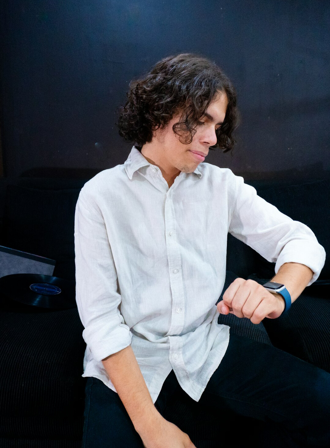 Studio portrait of a man data analyst in a shirt